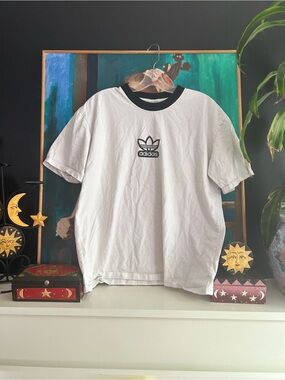 Adidas Originals Y2K Ringer Tee White Black Trefoil Logo Graphic Shirt Large